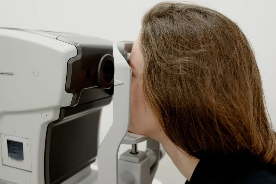 Follow-up eye exam during cataract surgery recovery